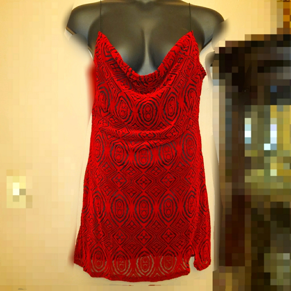 NWT FashionNova Red Velvet Dress Sz-L